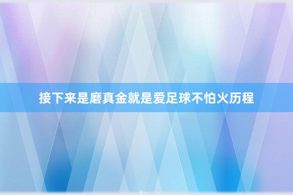 接下来是磨真金就是爱足球不怕火历程